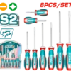 طقم مفكات 8 قطع s2 عادة و صليبة - TKSDS0826